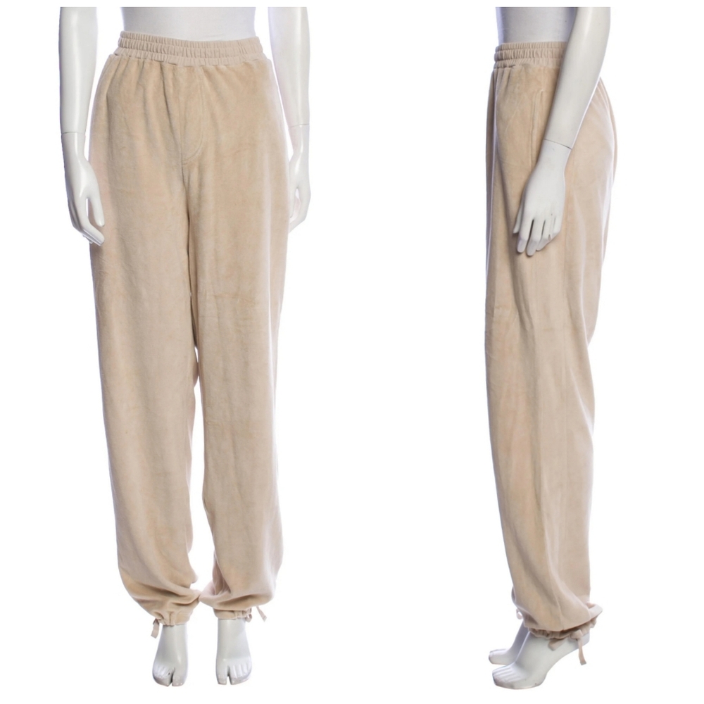 Suzie Kondi Velour Cream Cozy Lounge Jogger Drawstring Pant Size M